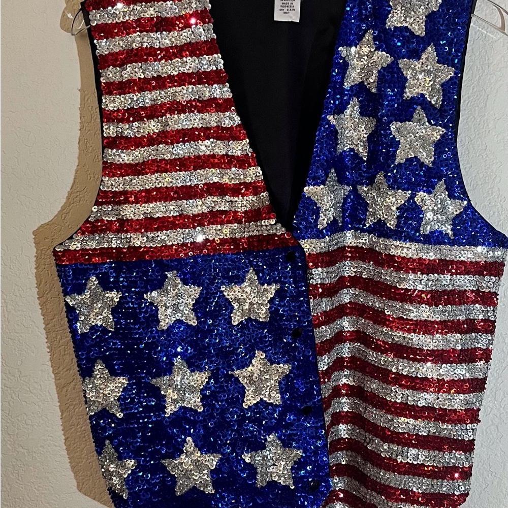 USA Patriotic vintage Santa Cruz Blue Sky Label, XL, Red, Blue, Silver VEST
